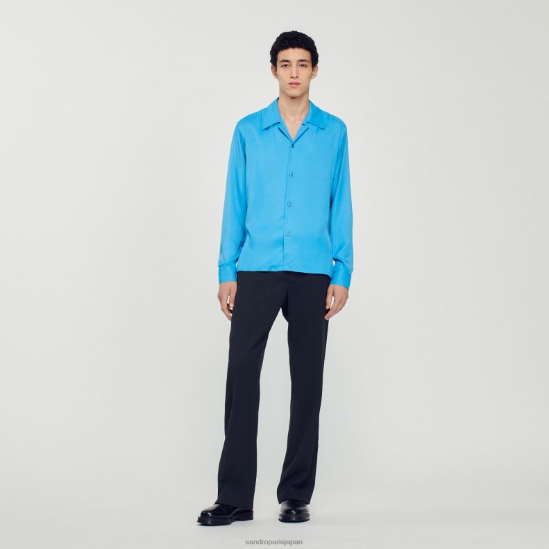 jp Sandro Paris 男性 スプレッドカラーのフワフワシャツ 一色 20D4B787 衣服