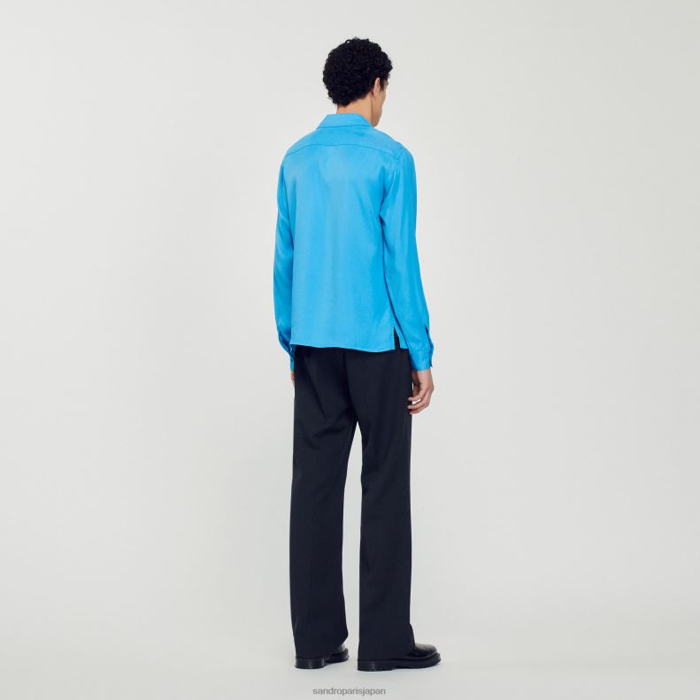 jp Sandro Paris 男性 スプレッドカラーのフワフワシャツ 一色 20D4B787 衣服