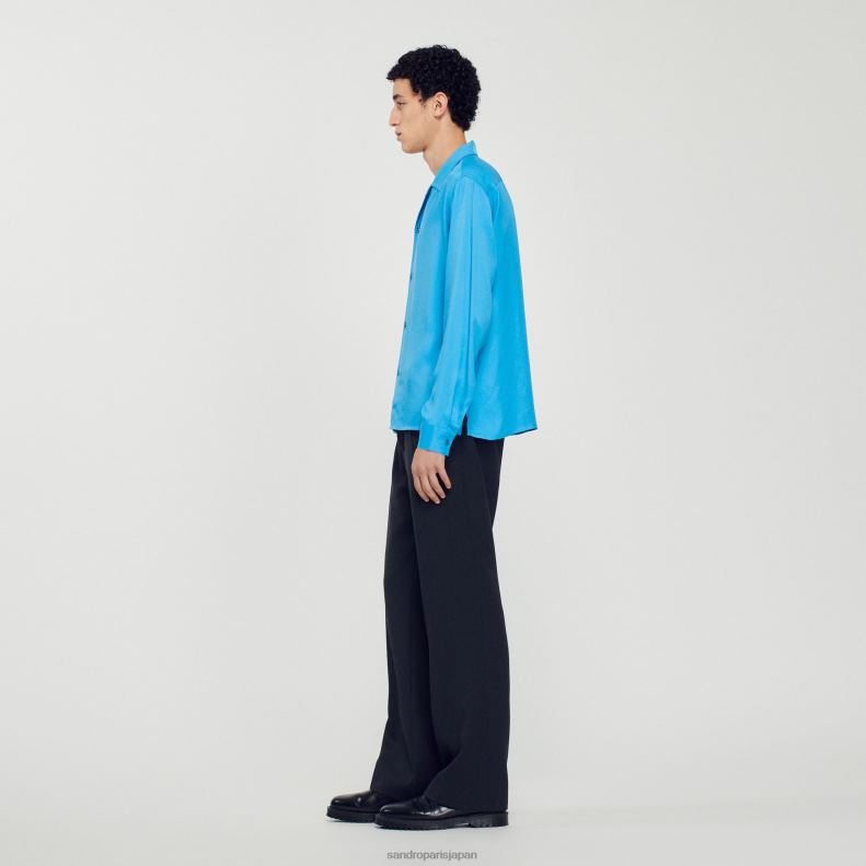 jp Sandro Paris 男性 スプレッドカラーのフワフワシャツ 一色 20D4B787 衣服