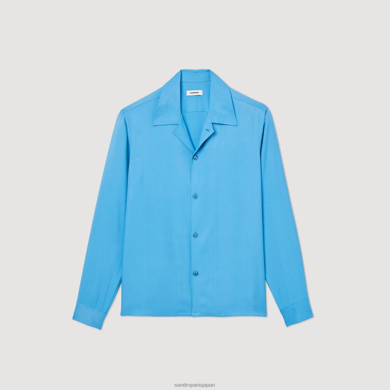 jp Sandro Paris 男性 スプレッドカラーのフワフワシャツ 一色 20D4B787 衣服