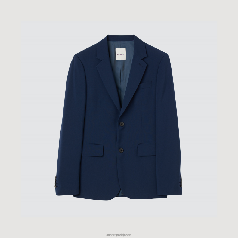 jp Sandro Paris 男性 バージンウールのスーツジャケット 青 20D4B791 衣服