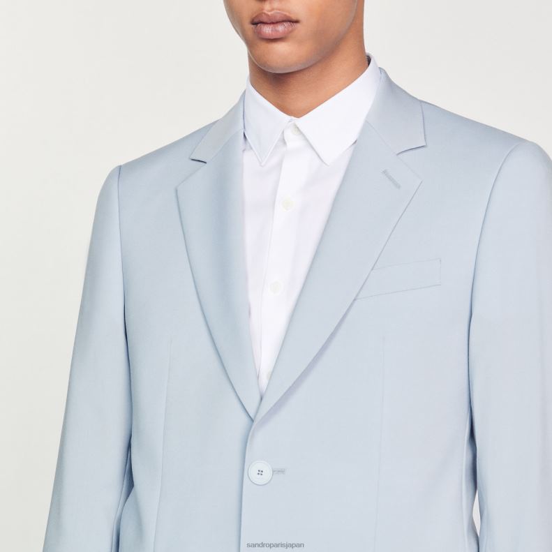 jp Sandro Paris 男性 バージンウールのスーツジャケット ライトブルー 20D4B795 衣服