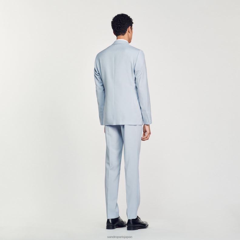 jp Sandro Paris 男性 バージンウールのスーツジャケット ライトブルー 20D4B795 衣服