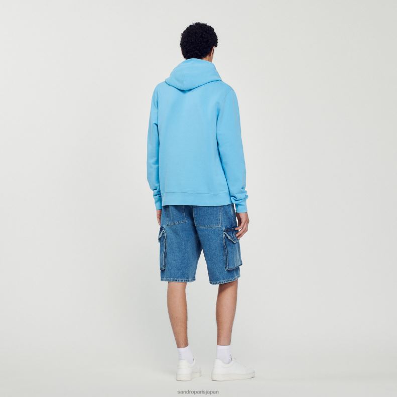 jp Sandro Paris 男性 ウサギプリントパーカー ライトブルー 20D4B800 衣服