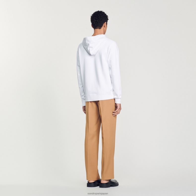 jp Sandro Paris 男性 刺繍入りパーカー 白 20D4B801 衣服