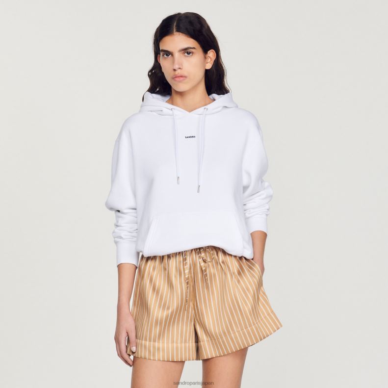 jp Sandro Paris 女性 刺繍入りパーカー 白 20D4B808 衣服