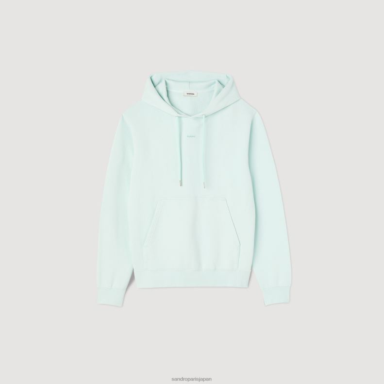 jp Sandro Paris 女性 刺繍入りパーカー ミントブルー 20D4B811 衣服