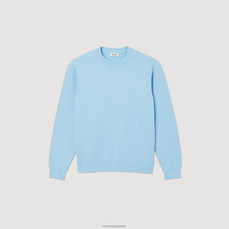 jp Sandro Paris 男性 刺繍入りフリーススウェットシャツ ライトブルー 20D4B814 衣服