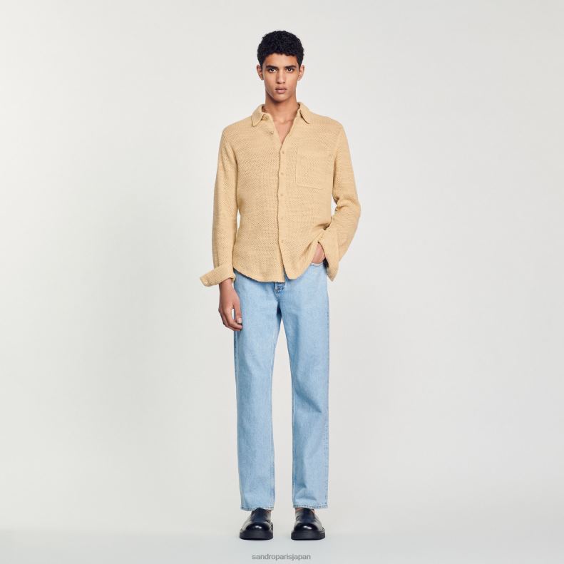 jp Sandro Paris 男性 メッシュシャツ 砂 20D4B817 衣服