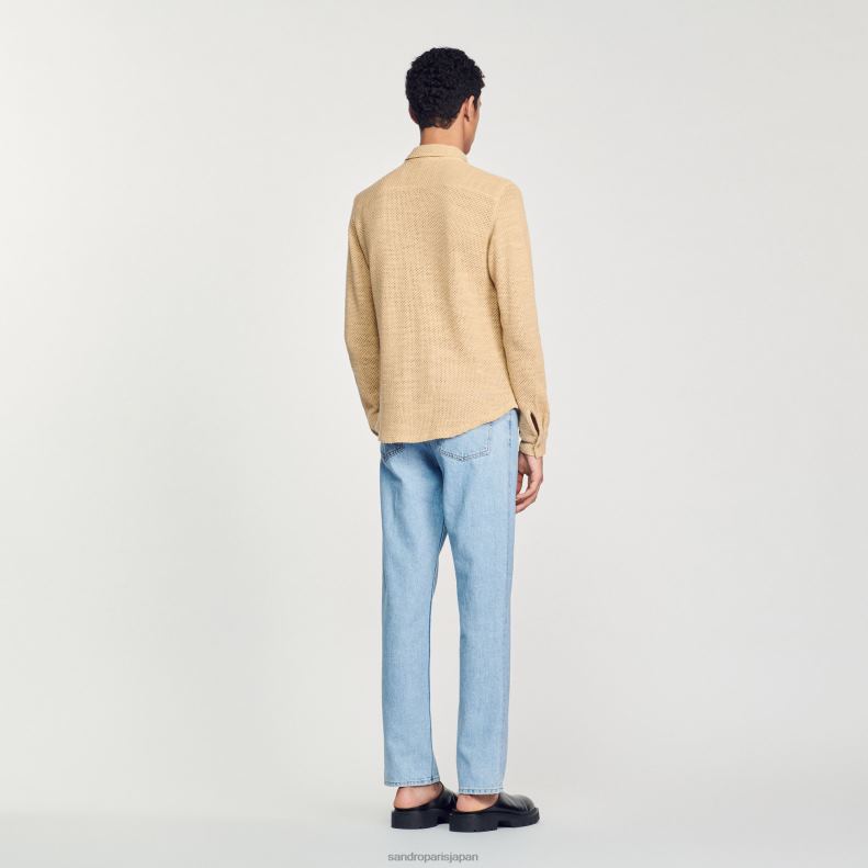 jp Sandro Paris 男性 メッシュシャツ 砂 20D4B817 衣服