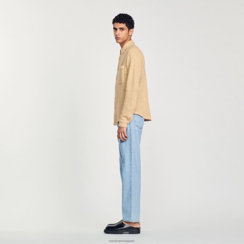 jp Sandro Paris 男性 メッシュシャツ 砂 20D4B817 衣服