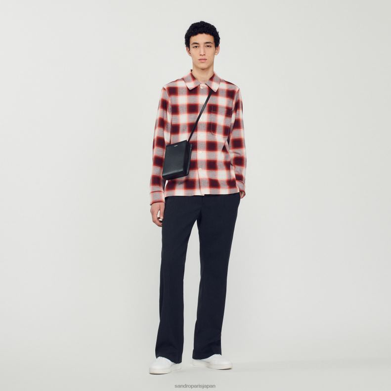 jp Sandro Paris 男性 チェックのシャツ レッド/エクリュ 20D4B820 衣服