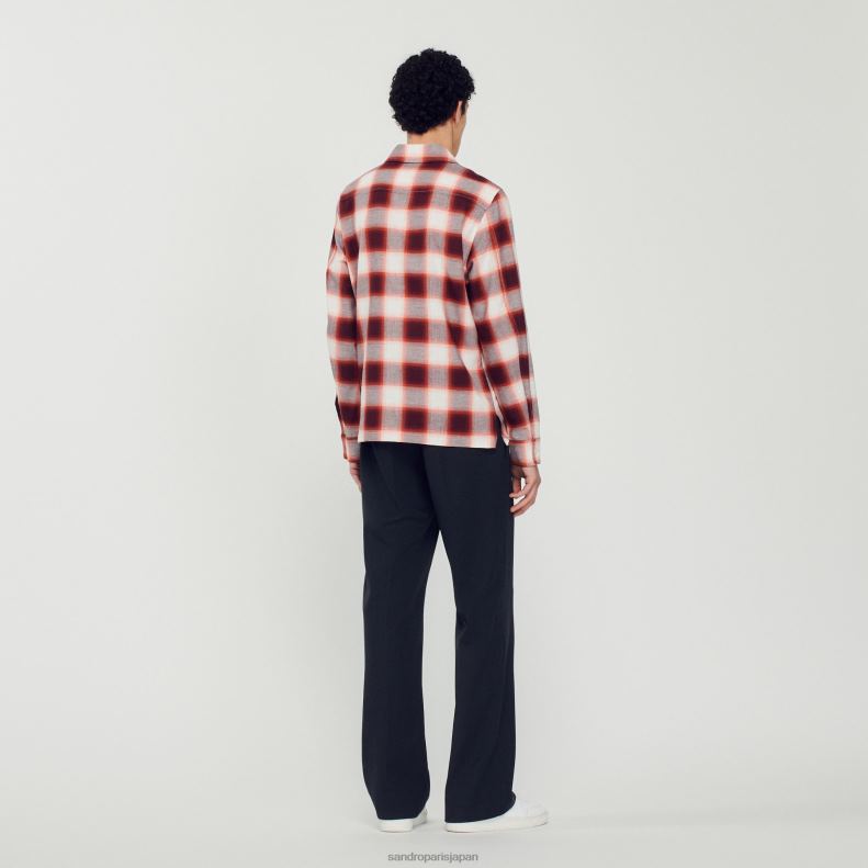 jp Sandro Paris 男性 チェックのシャツ レッド/エクリュ 20D4B820 衣服