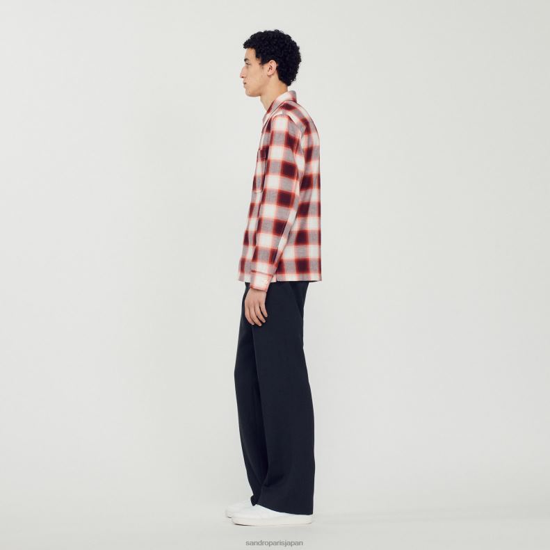 jp Sandro Paris 男性 チェックのシャツ レッド/エクリュ 20D4B820 衣服