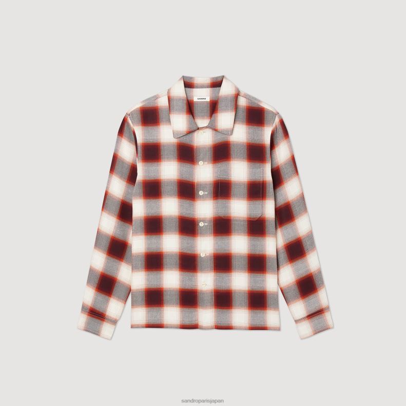 jp Sandro Paris 男性 チェックのシャツ レッド/エクリュ 20D4B820 衣服