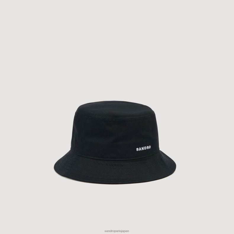 jp Sandro Paris 男性 刺繍入りの帽子 黒 20D4B830 アクセサリー