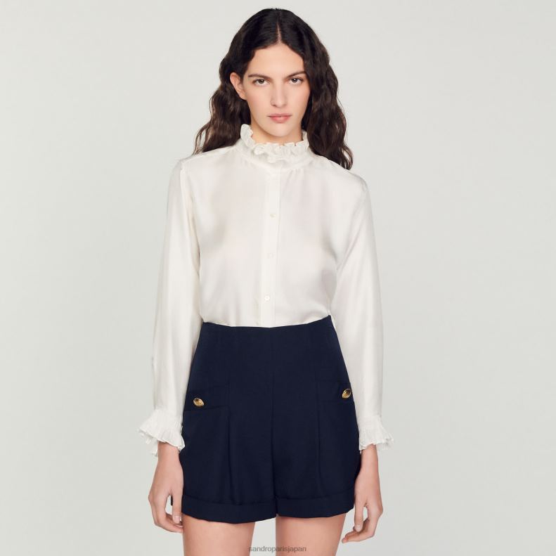 jp Sandro Paris 女性 ターンアップ付きショーツ ネイビーブルー 20D4B87 衣服