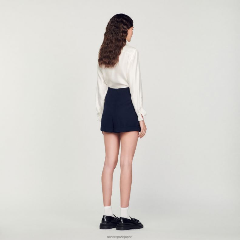 jp Sandro Paris 女性 ターンアップ付きショーツ ネイビーブルー 20D4B87 衣服
