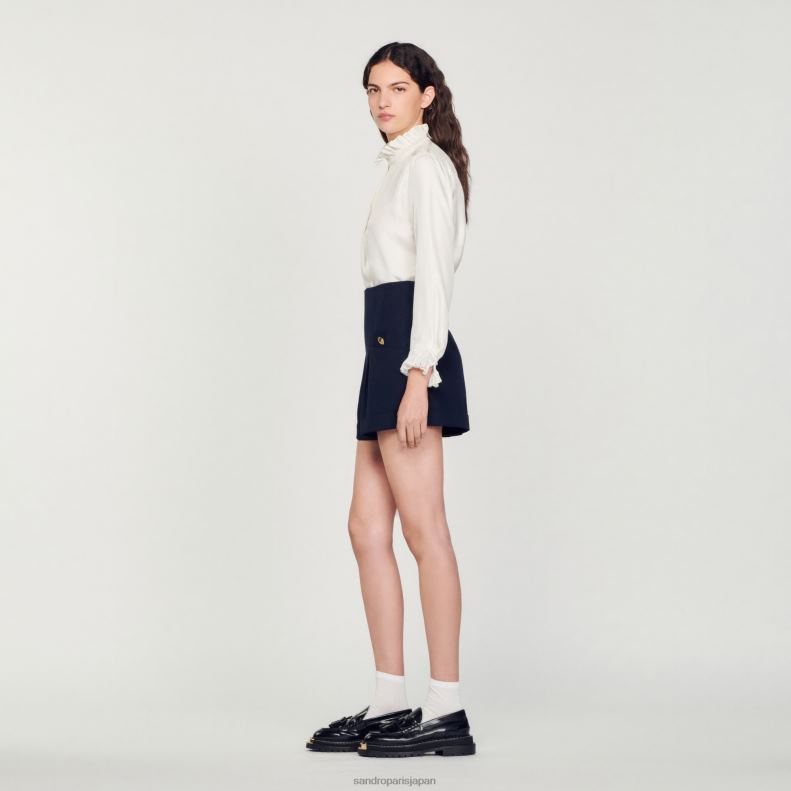 jp Sandro Paris 女性 ターンアップ付きショーツ ネイビーブルー 20D4B87 衣服