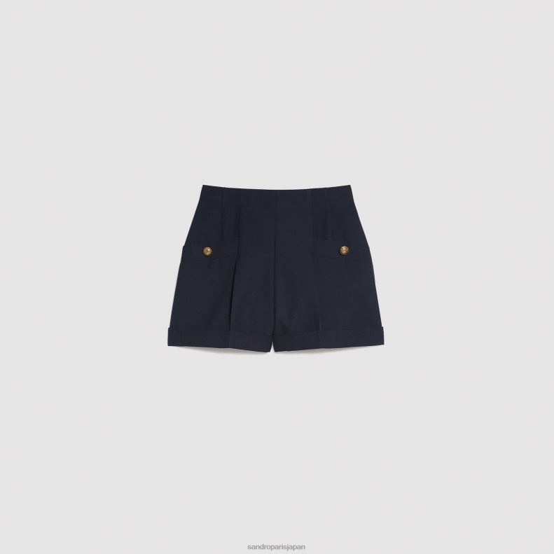 jp Sandro Paris 女性 ターンアップ付きショーツ ネイビーブルー 20D4B87 衣服