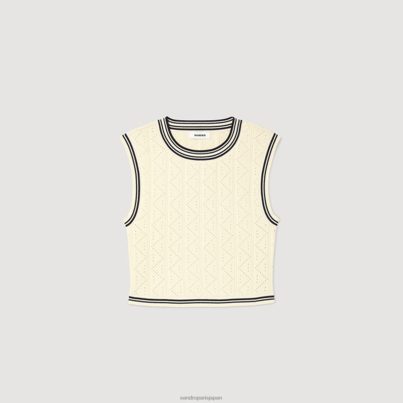 jp Sandro Paris 女性 クロップドノースリーブセーター 生成り 20D4B9 衣服