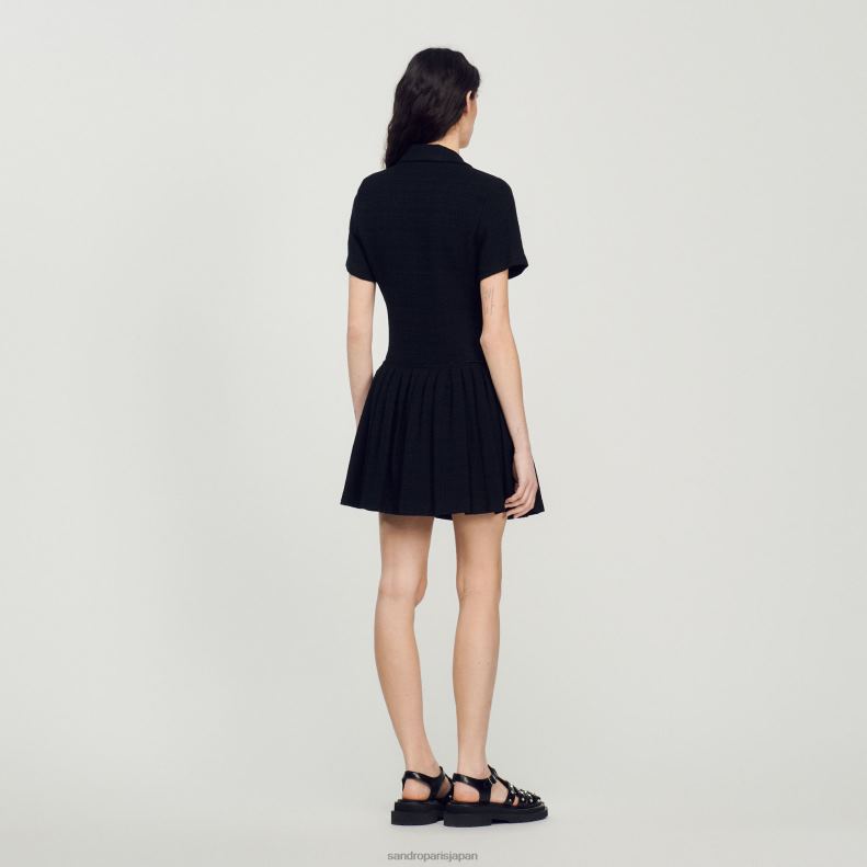 jp Sandro Paris 女性 ショートツイードコートドレス 黒 20D4B95 衣服