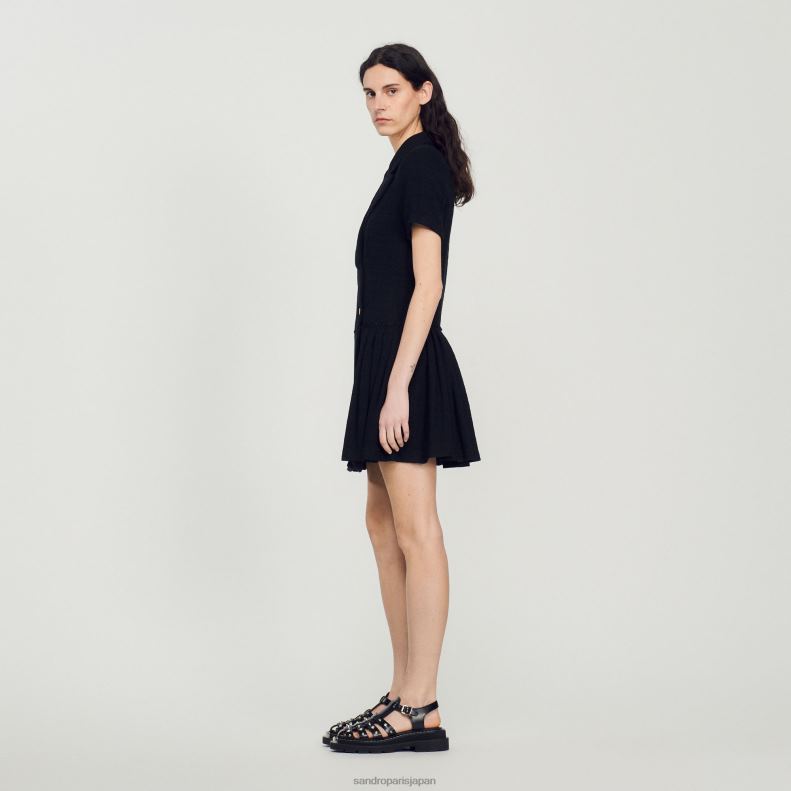 jp Sandro Paris 女性 ショートツイードコートドレス 黒 20D4B95 衣服