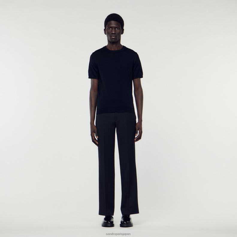jp Sandro Paris 男性 ニットTシャツ 黒 20D4B698 衣服