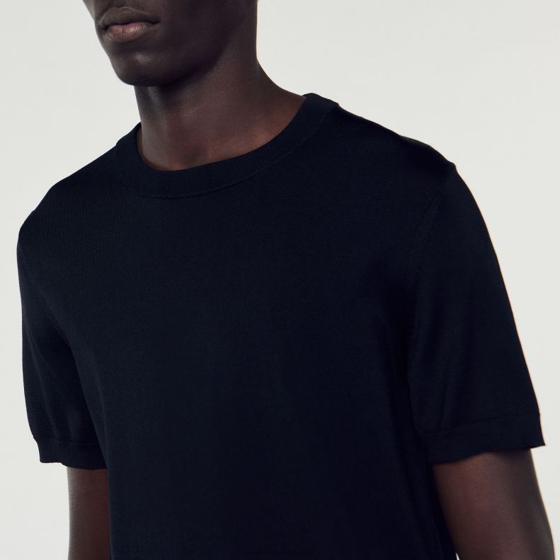 jp Sandro Paris 男性 ニットTシャツ 黒 20D4B698 衣服