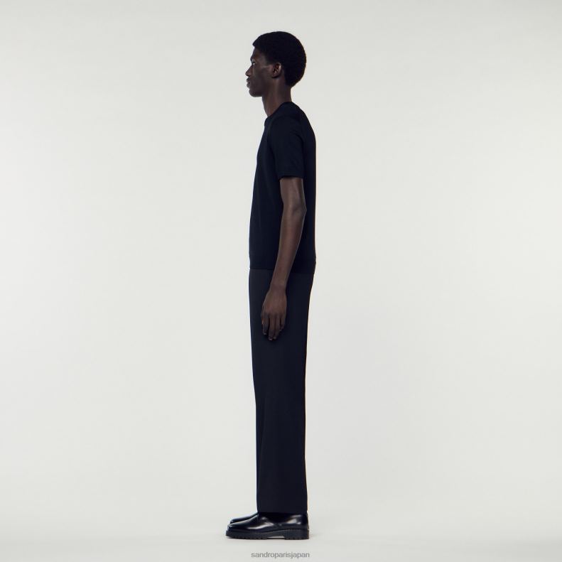 jp Sandro Paris 男性 ニットTシャツ 黒 20D4B698 衣服