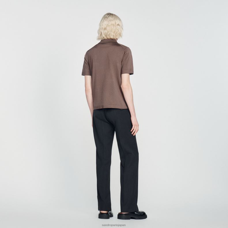 jp Sandro Paris 男性 ジップカラー付きニットポロシャツ トープ 20D4B631 衣服