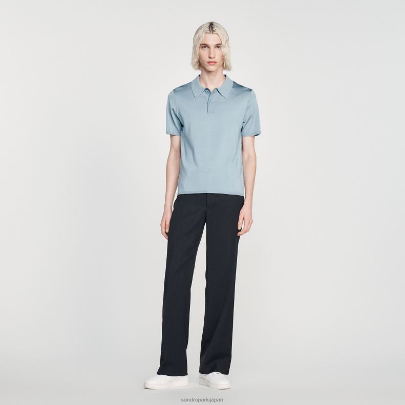 jp Sandro Paris 男性 半袖ニットポロシャツ 一色 20D4B705 衣服