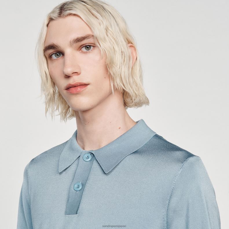 jp Sandro Paris 男性 半袖ニットポロシャツ 一色 20D4B705 衣服