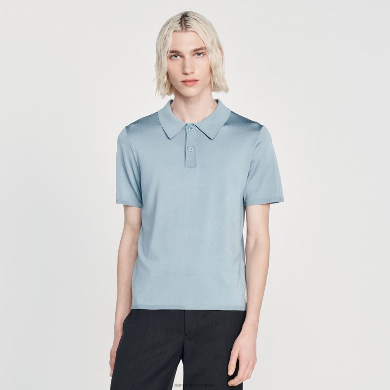 jp Sandro Paris 男性 半袖ニットポロシャツ 一色 20D4B705 衣服