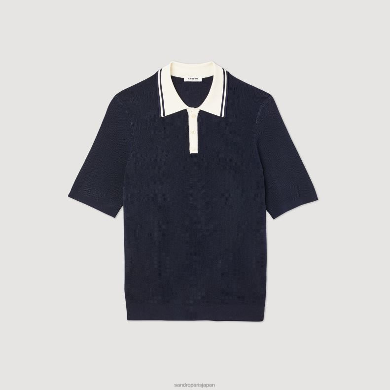 jp Sandro Paris 男性 コントラストカラーのポロシャツ 一色 20D4B707 衣服