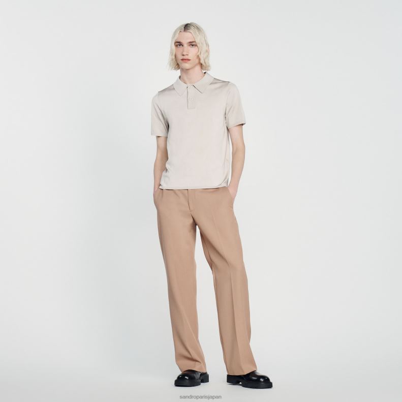 jp Sandro Paris 男性 半袖ニットポロシャツ 一色 20D4B716 衣服