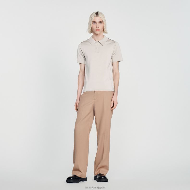 jp Sandro Paris 男性 半袖ニットポロシャツ 一色 20D4B716 衣服