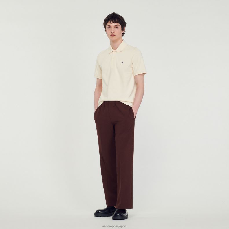 jp Sandro Paris 男性 スクエアクロスパッチ付きポロシャツ 一色 20D4B730 衣服