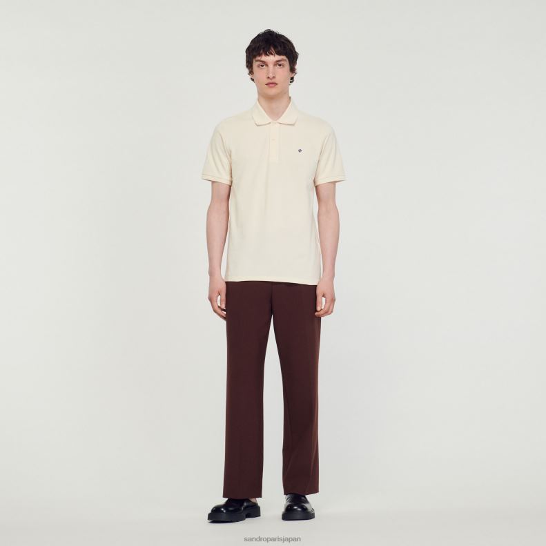 jp Sandro Paris 男性 スクエアクロスパッチ付きポロシャツ 一色 20D4B730 衣服