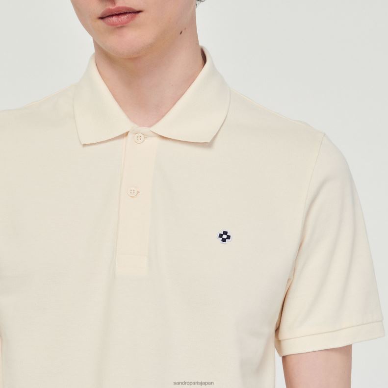 jp Sandro Paris 男性 スクエアクロスパッチ付きポロシャツ 一色 20D4B730 衣服