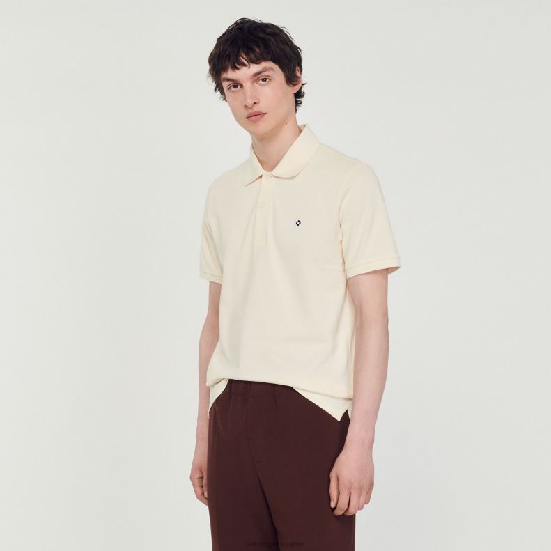 jp Sandro Paris 男性 スクエアクロスパッチ付きポロシャツ 一色 20D4B730 衣服