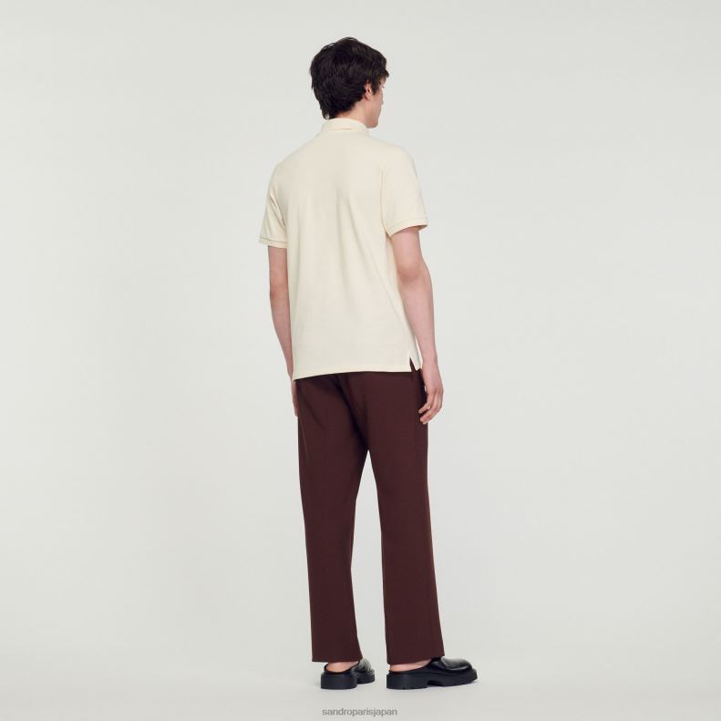 jp Sandro Paris 男性 スクエアクロスパッチ付きポロシャツ 一色 20D4B730 衣服