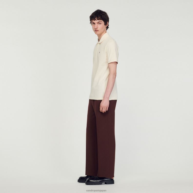 jp Sandro Paris 男性 スクエアクロスパッチ付きポロシャツ 一色 20D4B730 衣服