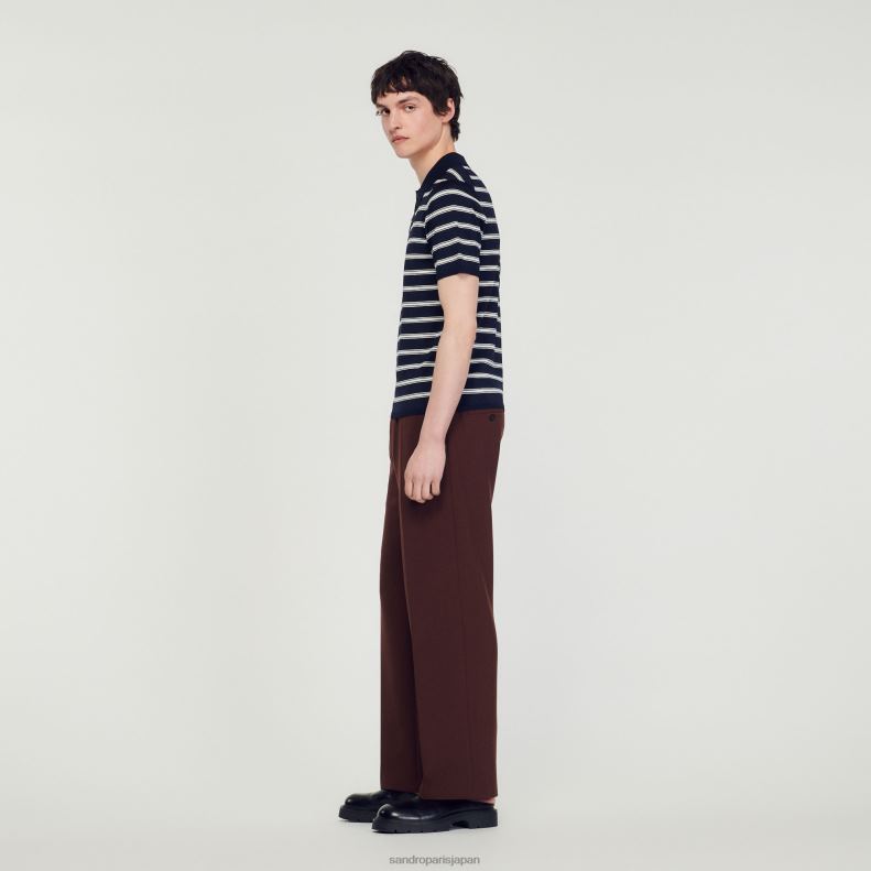 jp Sandro Paris 男性 ストライプのポロシャツ ネイビーストライプ オフホワイト 20D4B799 衣服