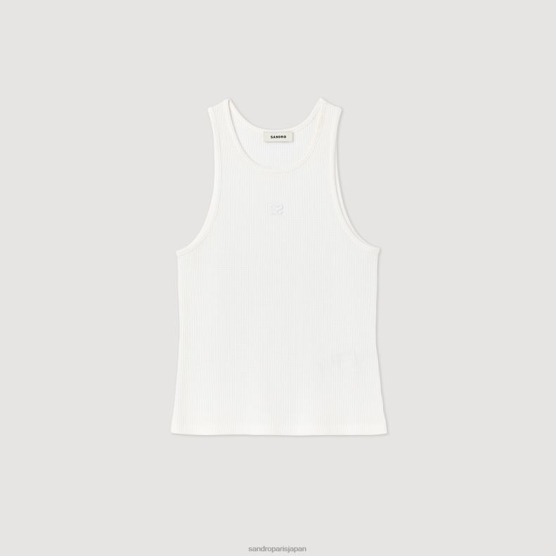 jp Sandro Paris 女性 ダブルSロゴタンクトップ 白 20D4B222 衣服