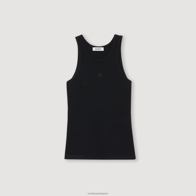 jp Sandro Paris 女性 ダブルSロゴタンクトップ 黒 20D4B256 衣服