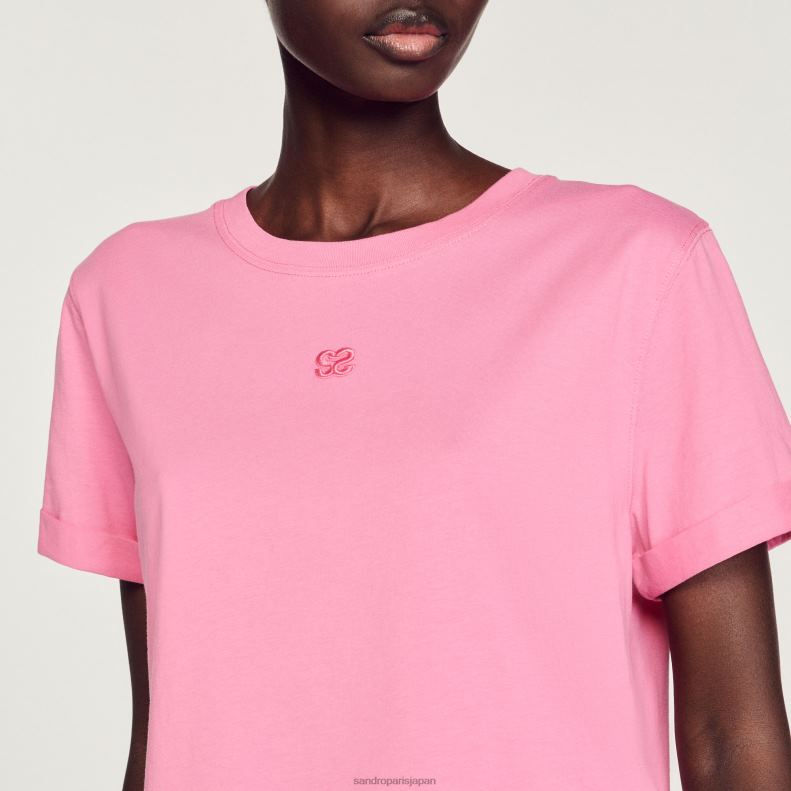jp Sandro Paris 女性 ダブルS Tシャツ ピンク 20D4B234 衣服