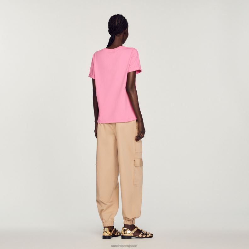 jp Sandro Paris 女性 ダブルS Tシャツ ピンク 20D4B234 衣服