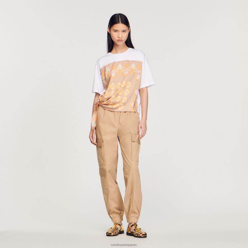 jp Sandro Paris 女性 スカーフTシャツ 白 20D4B196 衣服