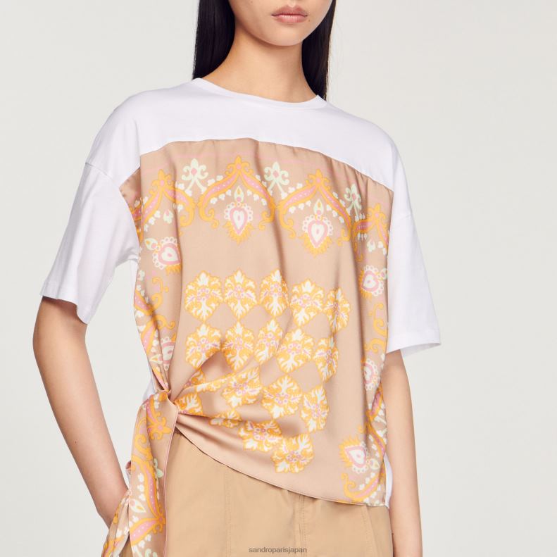 jp Sandro Paris 女性 スカーフTシャツ 白 20D4B196 衣服